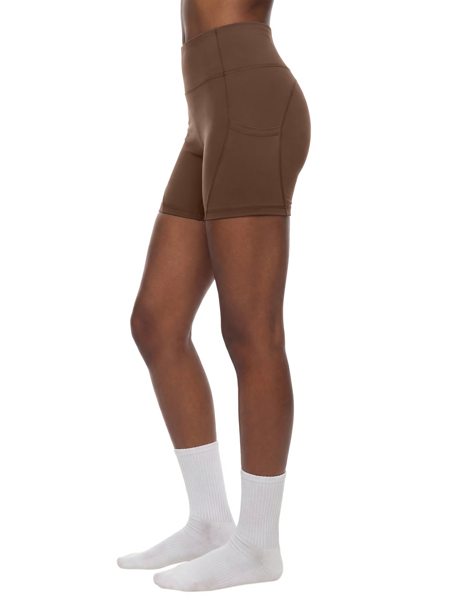Women's High-Waisted Pocket Spandex Shorts